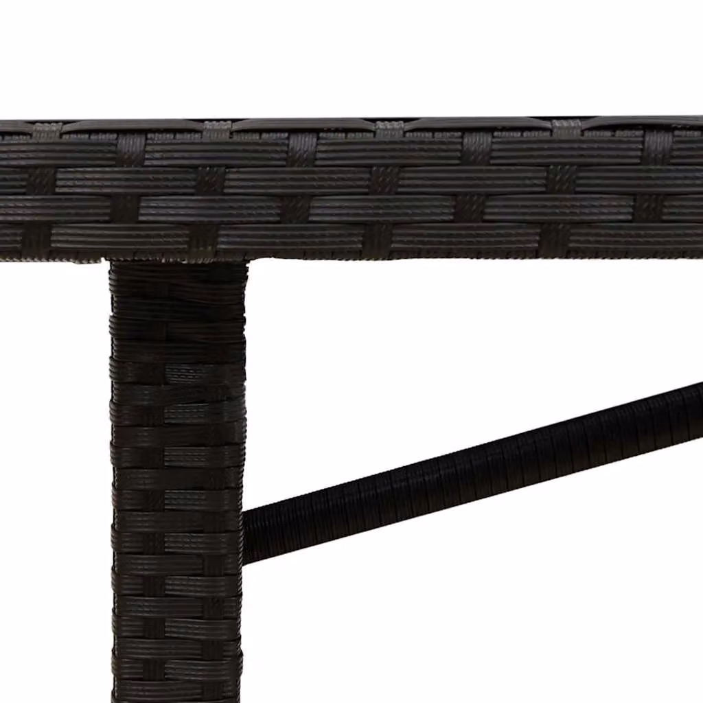 Berkfield Home Modern Black Poly Rattan Garden Table with Glass Top W/D/H: 190 x 80 x 74 cm – 5