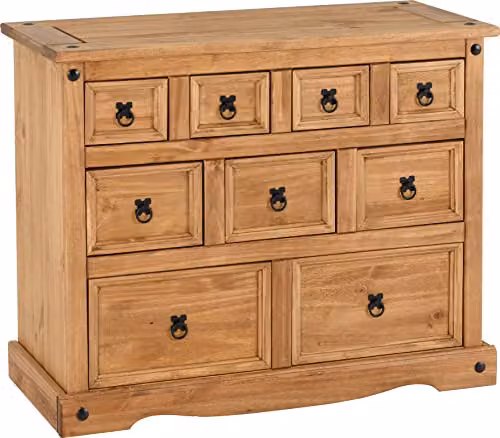 Seconique Corona 9 Drawer Merchant Chest of Drawers in Waxed Pine – 1