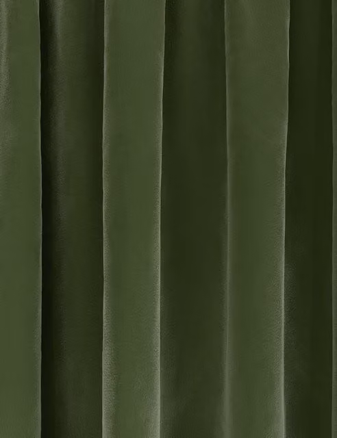 M&S Green Velvet Thermal Insulating Pencil Pleat Curtains, H: 229 cm x W: 168 cm