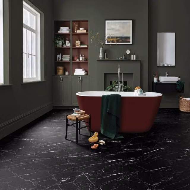 Luvanto Pre Plus Stone Effect SPC Click Luxury Vinyl Tile in Black, 6mm thickness
