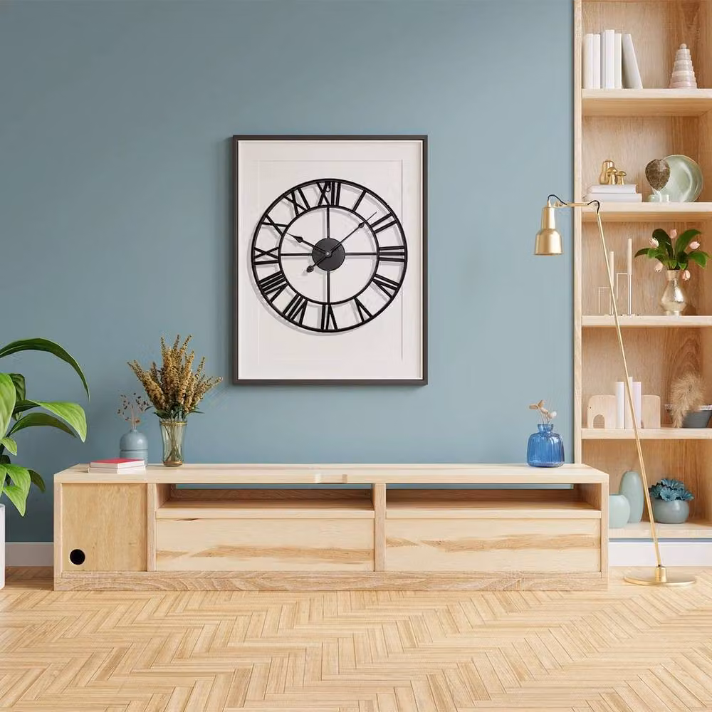 Kelvenix Large Round Roman Analog Metal Garden Wall Clock in Black – 5