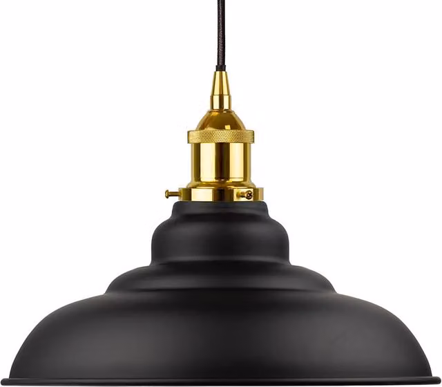 SE Home St Edmund's Round Pendant Light in Matt Black and Gold