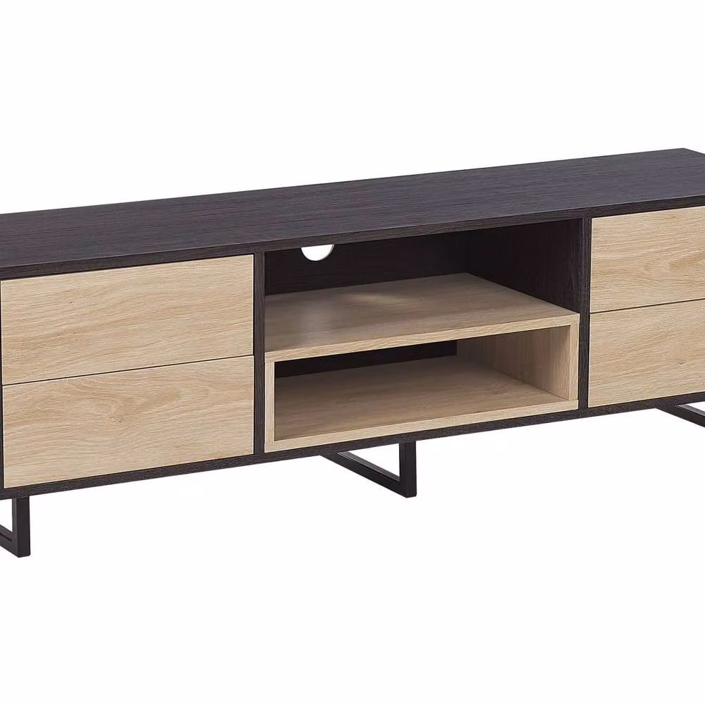 Wyld and Coco Dark Brown 2 Tone Industrial TV Stand for up to 65 inch TVs, W: 140 cm, D: 35 cm – 2