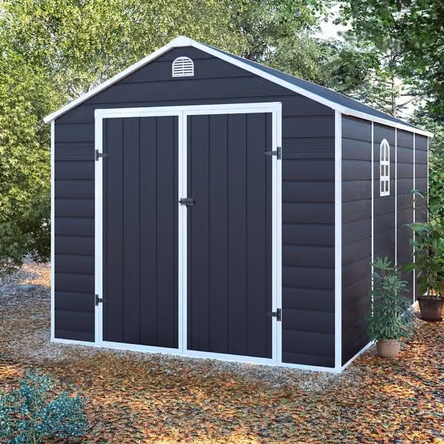 BillyOh Ashford Apex Plastic Garden Storage Shed with Foundation Kit in Grey
