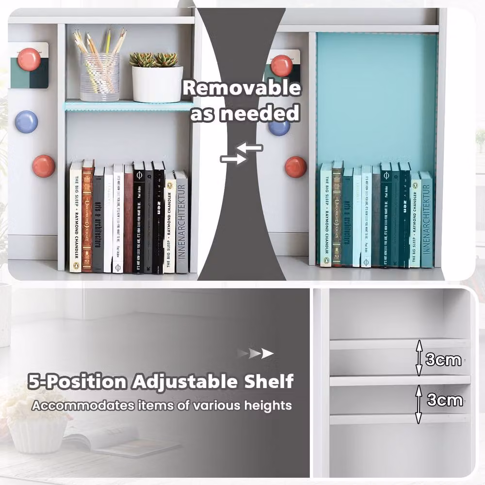 Costway Modern Computer Desk with Magnetic Bulletin Board in Grey – 4