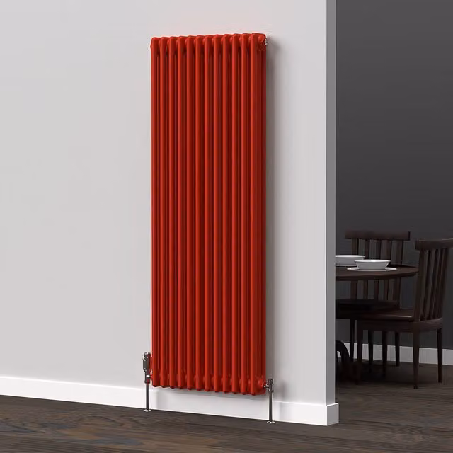 Lux Heat Vertical Coloured Column Radiator in Poppy Red, H 150 cm x W 56 cm