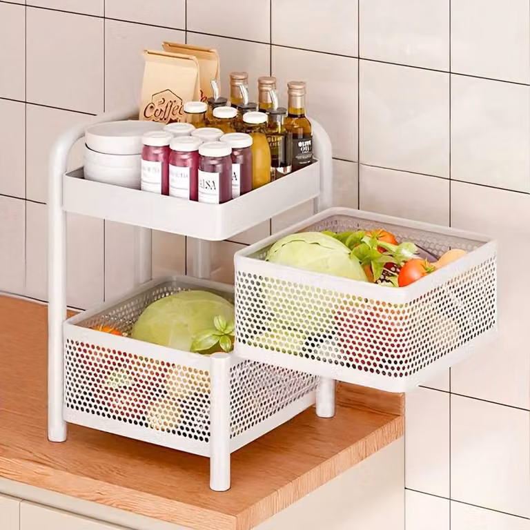 KORVIXA Metal Rolling Kitchen Utility Storage Cart in White, W/D/H: 100 x 60 x 100 cm