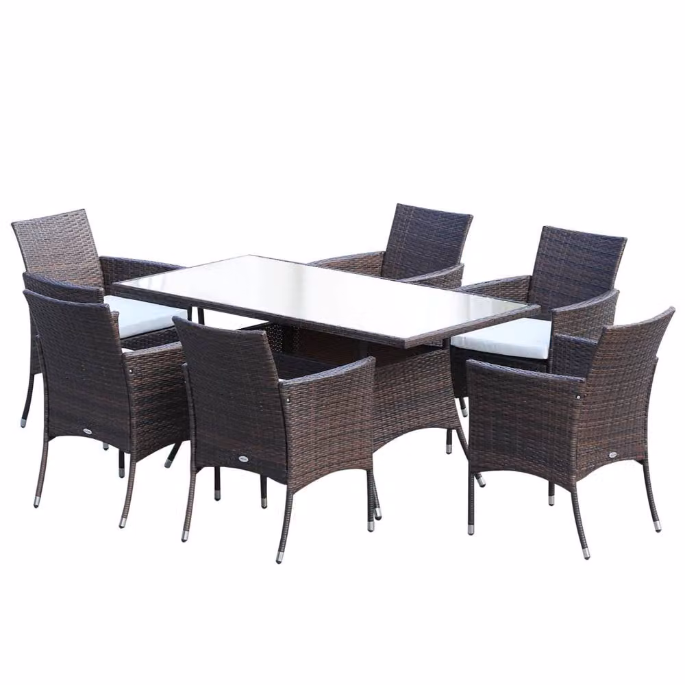 Wyld Haus Dine 6 Seater Outdoor Dining Set in Brown PE Rattan with Metal and Glass Details – 2