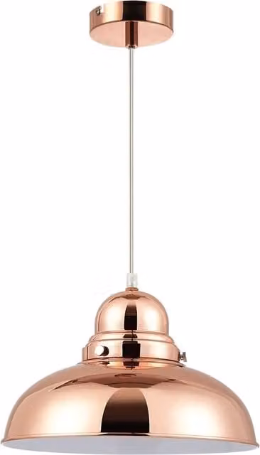 Orsina Adjustable Bell Pendant Light in Copper, Chrome or Gold/Brass with Transparent Glass Dome