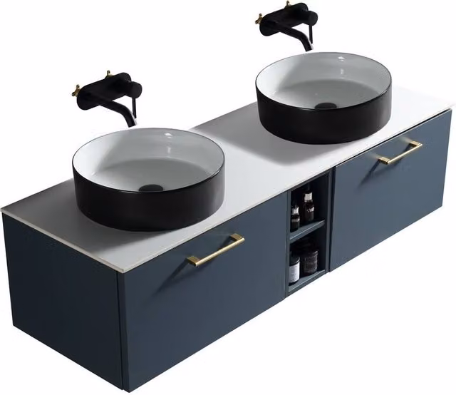 Bathroom Kingdom Piatta Midnight Wall Hung Basin Vanity in Blue – 1