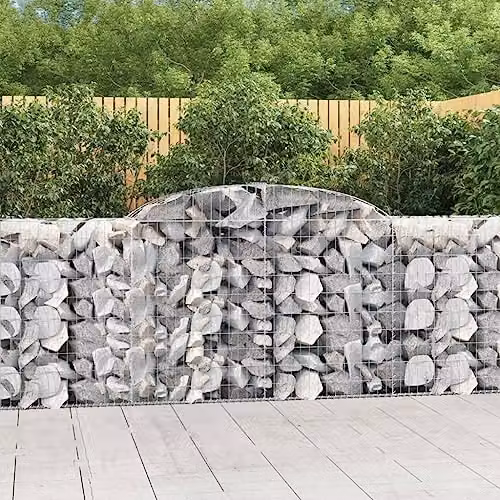 vidaXL Set of 15 Arched Gabion Baskets in Silver Galvanised Steel, W/D/H: 300 x 50 x 100/120 cm – 2