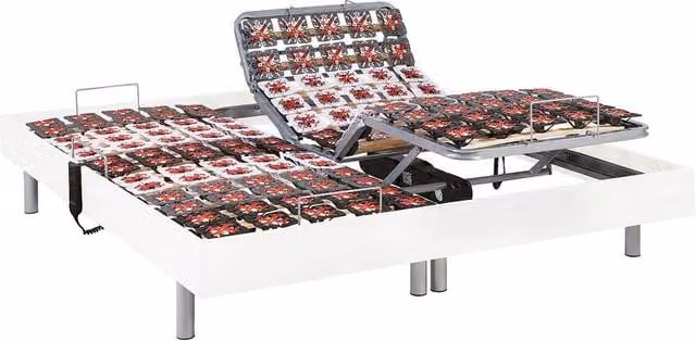 OKIN Electric Single Bed Base with White Wood Decorative Pads and Wireless Remote, W/D/H: 70 x 190 x 48 cm