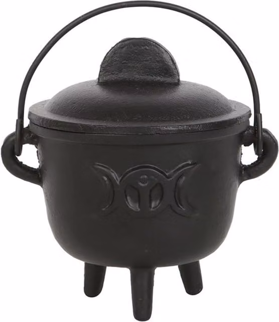 KDMK Triple Moon Cast Iron Tabletop Cauldron in Black