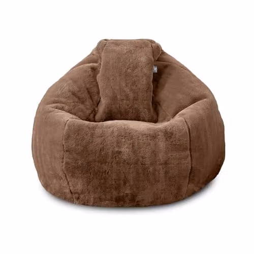 rucomfy Beanbags Hygge Faux Fur Bean Bag Chair for Adults in Beige or Brown, W/D/H: 90 x 100 x 110 cm