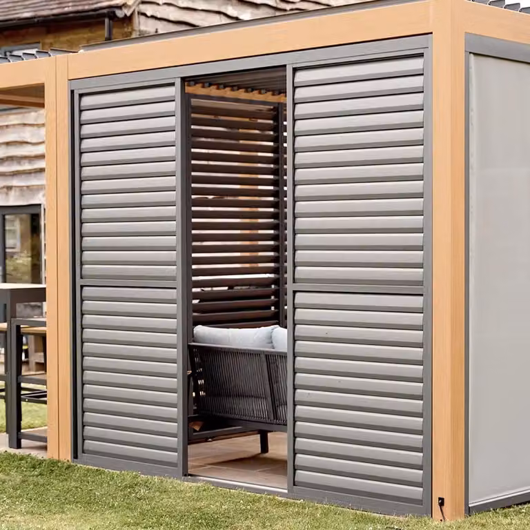 Leisure Grow Savannah 3M Sliding Aluminium Wall with Movable Louvres in Grey