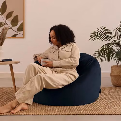 icon Kingston Classic Velvet Bean Bag Chair in Blue or Yellow – 5