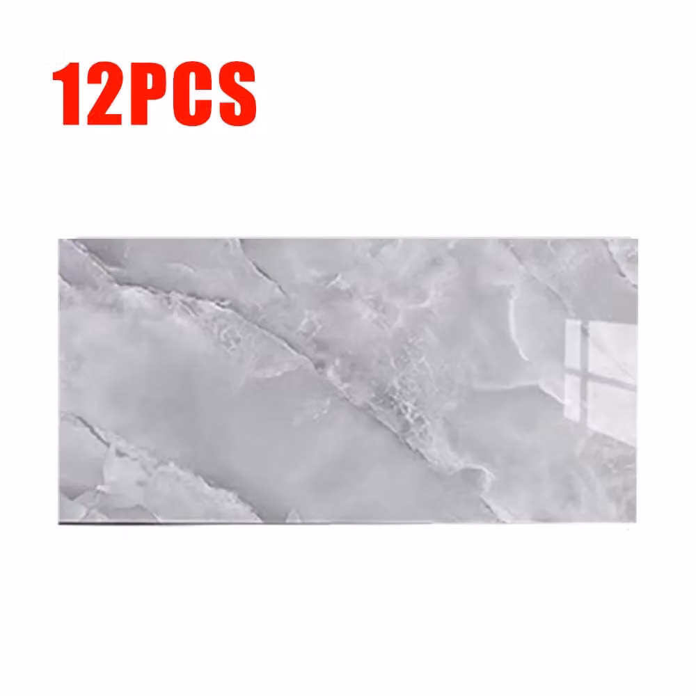Hinsinc Home Decor 12-Pack Self-Adhesive Marble Wall Stickers in Grey – 3