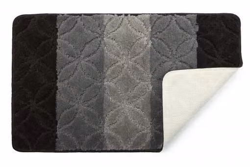 New Edge Blinds Aurora Collection Tonal Stripe 2 Piece Bath Set in Black, W: 45 cm, H: 75 cm – 2