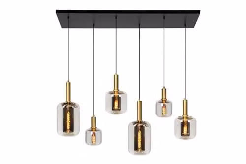 Lucide Joanet Dimmable Adjustable Bar Pendant Light in Grey with Glass Shades