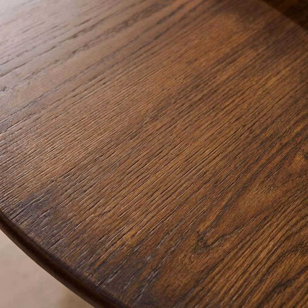 sweeek Round Rubberwood and Oak Veneer Dining Table with 4 Seats in Dark Brown, Diameter: 115 cm, Height: 71 cm – 3