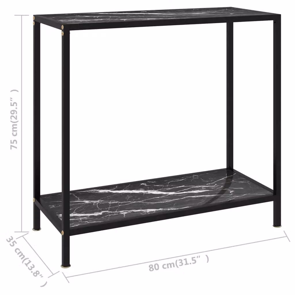 Berkfield Home Modern Black Rectangular Console Table with Tempered Glass, W/D/H: 80 x 35 x 75 cm – 5