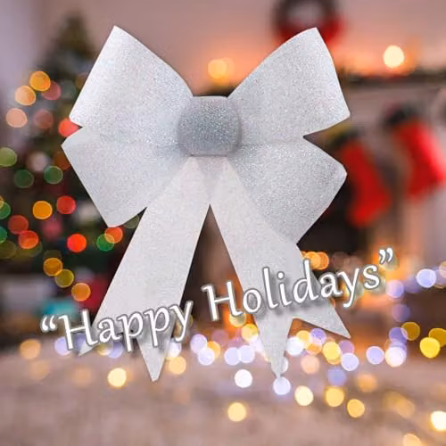 VFM e-Store White Tinsel Bow Christmas Decoration W/D/H: 37 x 49 x 13 cm – 4