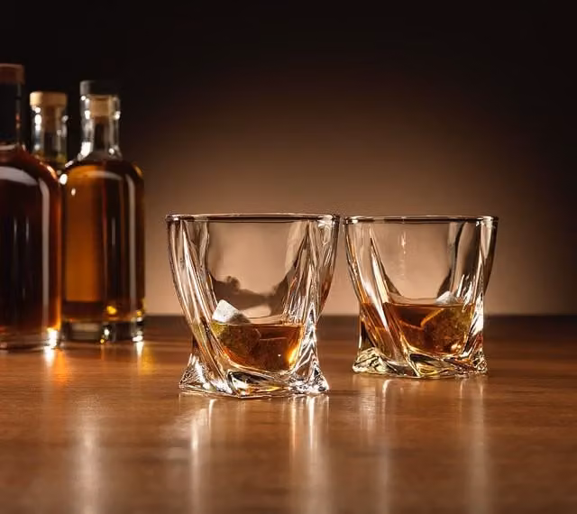 Menkind Connoisseur Creations Twisted Glass Tumblers with Ice Stones in Transparent