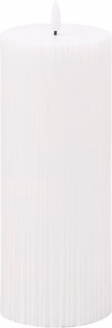 Luxer Collection Natural Glow White Ribbed LED Pillar Candle with Flicker Effect and Timer