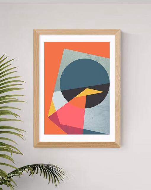East End Prints Abstract Geometric Graphic 2 Framed Art Print in White, Grey and Multicolour