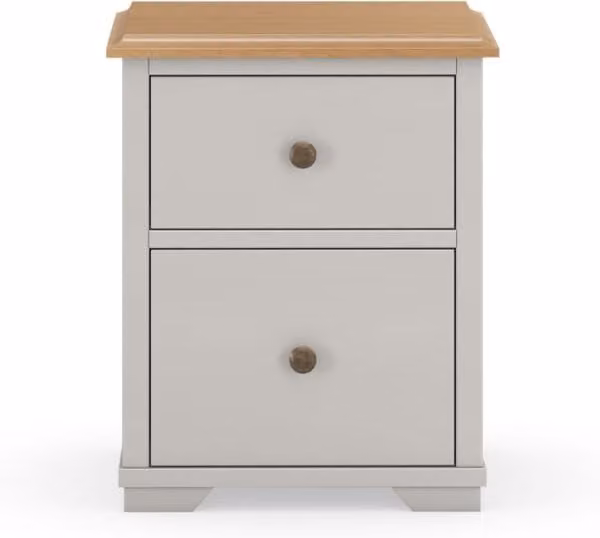 M&S Sandbanks 2 Drawer Bedside Table in Grey Pine Wood