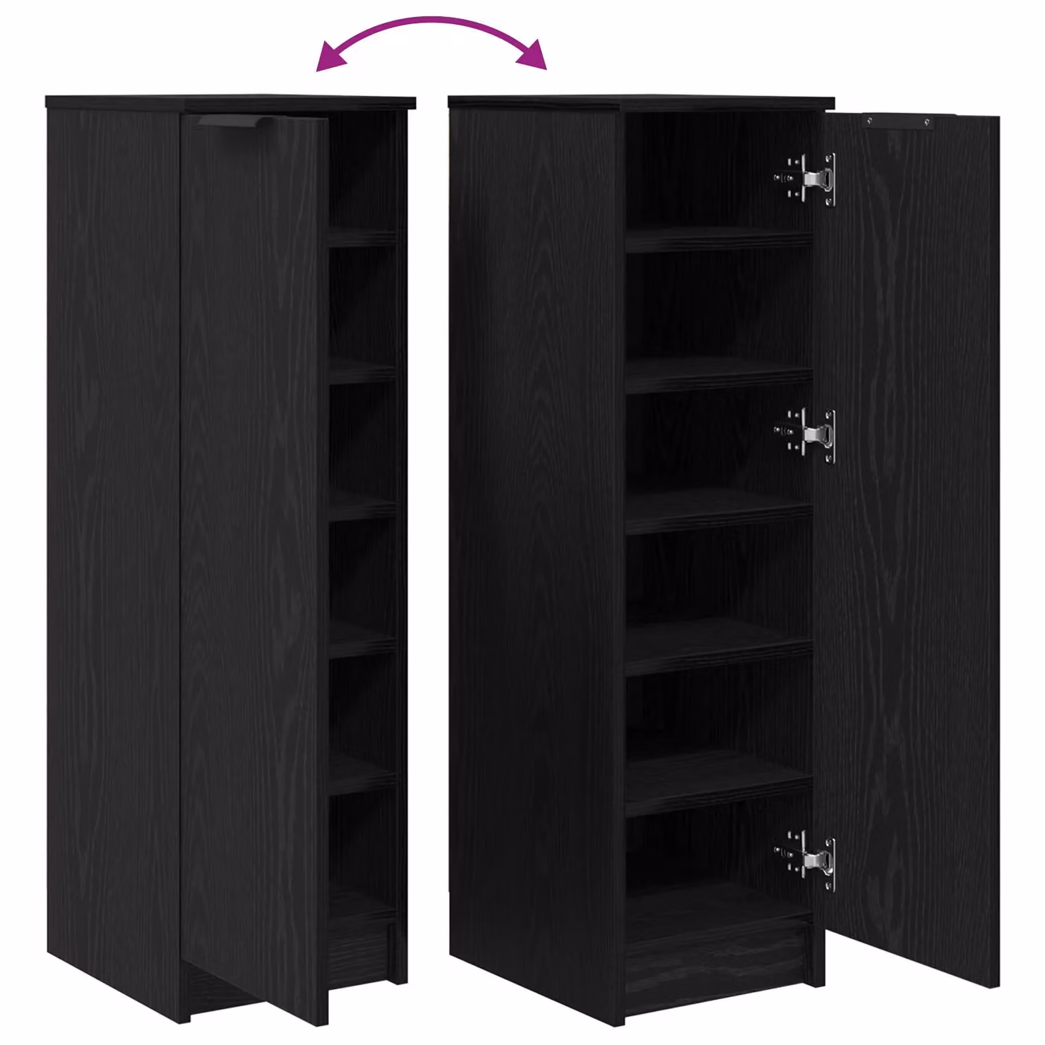 Berkfield Home Black Oak Shoe Cabinet, W/D/H: 29.5 x 35 x 100.5 cm – 4