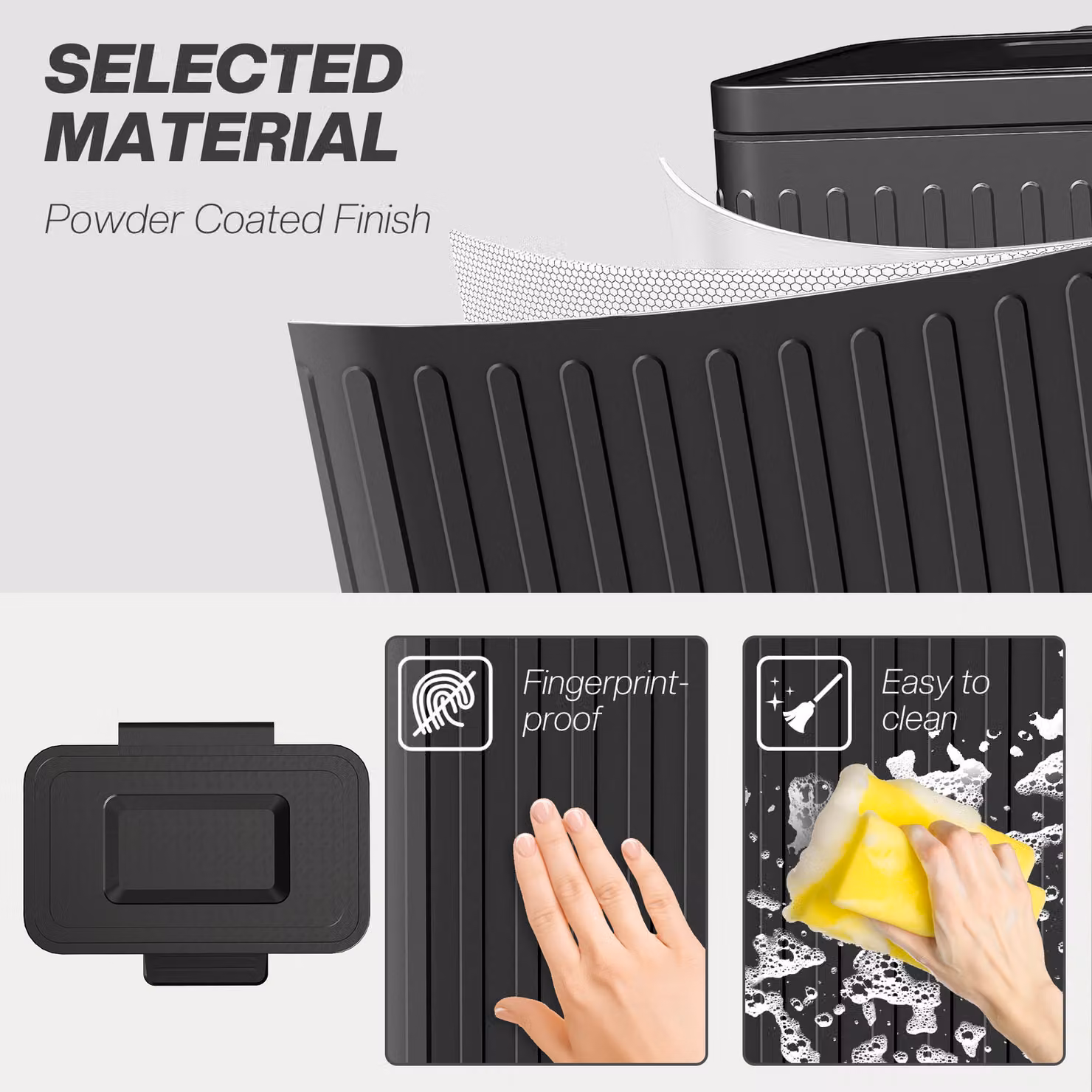 HOMCOM Dual Kitchen Pedal Bin with Soft-Close Lid and Fingerprint-proof Finish, Black, 2 x 20L – 6