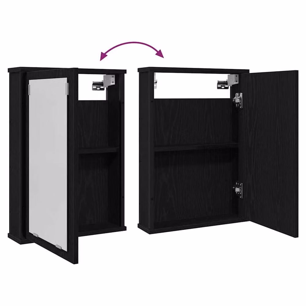 Berkfield Home Sturdy Black Oak Bathroom Mirror Cabinet, W/D/H: 42 x 12 x 60 cm – 6