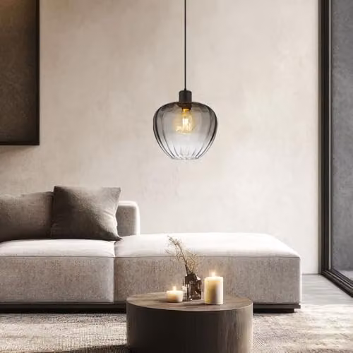 Netlighting Toy Dome Pendant Light with Matt Black Metal and Smoke Grey Glass Shade, Diameter: 29 cm, Height: 120 cm – 4