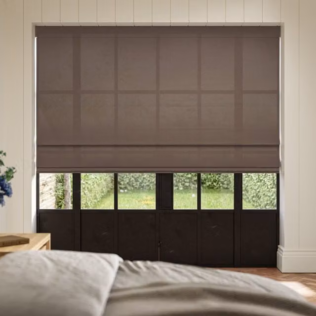 Ante Decor Celest No Joins Sheer Made To Measure Roman Blind in Toffee Brown
