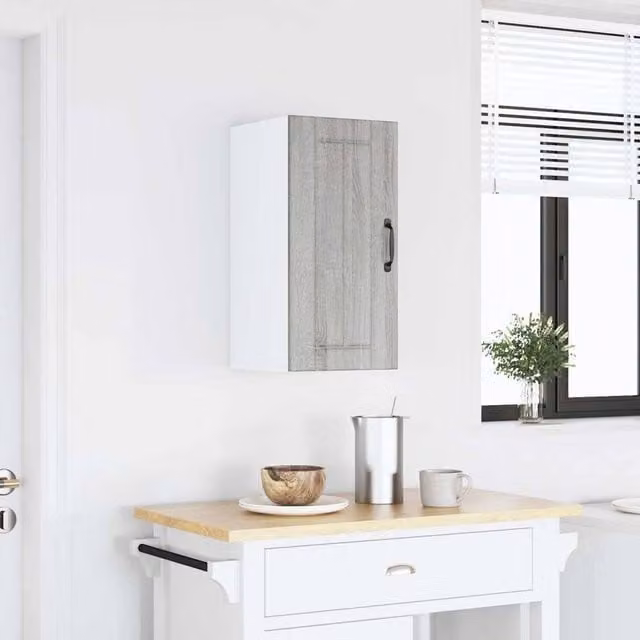 Berkfield Home Lucca Grey Sonoma Kitchen Wall Cabinet with Glass Doors
