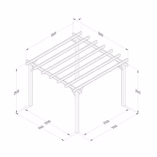Forest Garden Premium Ultima Large Wooden Garden Pergola, Brown, W: 360 cm, D: 360 cm, H: 252 cm – 3