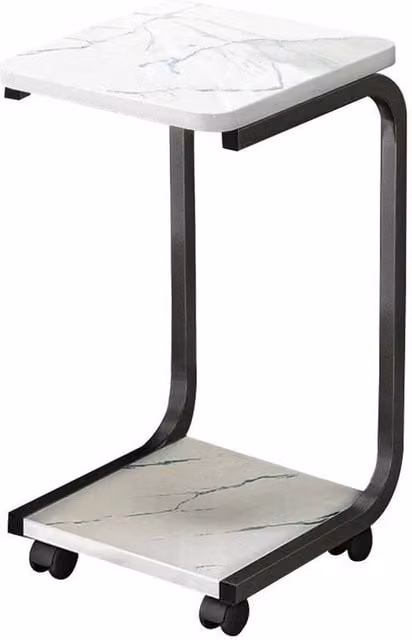 KORVIXA Modern Black C-Shaped Side End Table with Serving Tiers, W/D/H: 100 x 100 x 50 cm