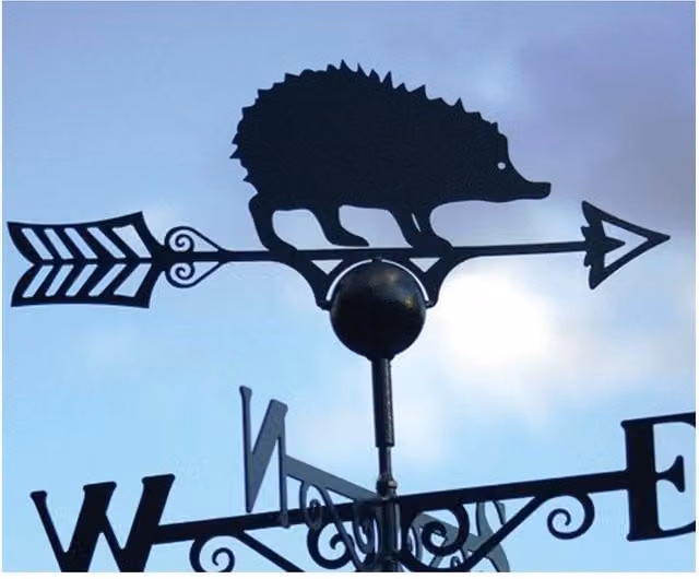 Poppyforge Hedgehog Weathervane in Black Powder Coated Steel