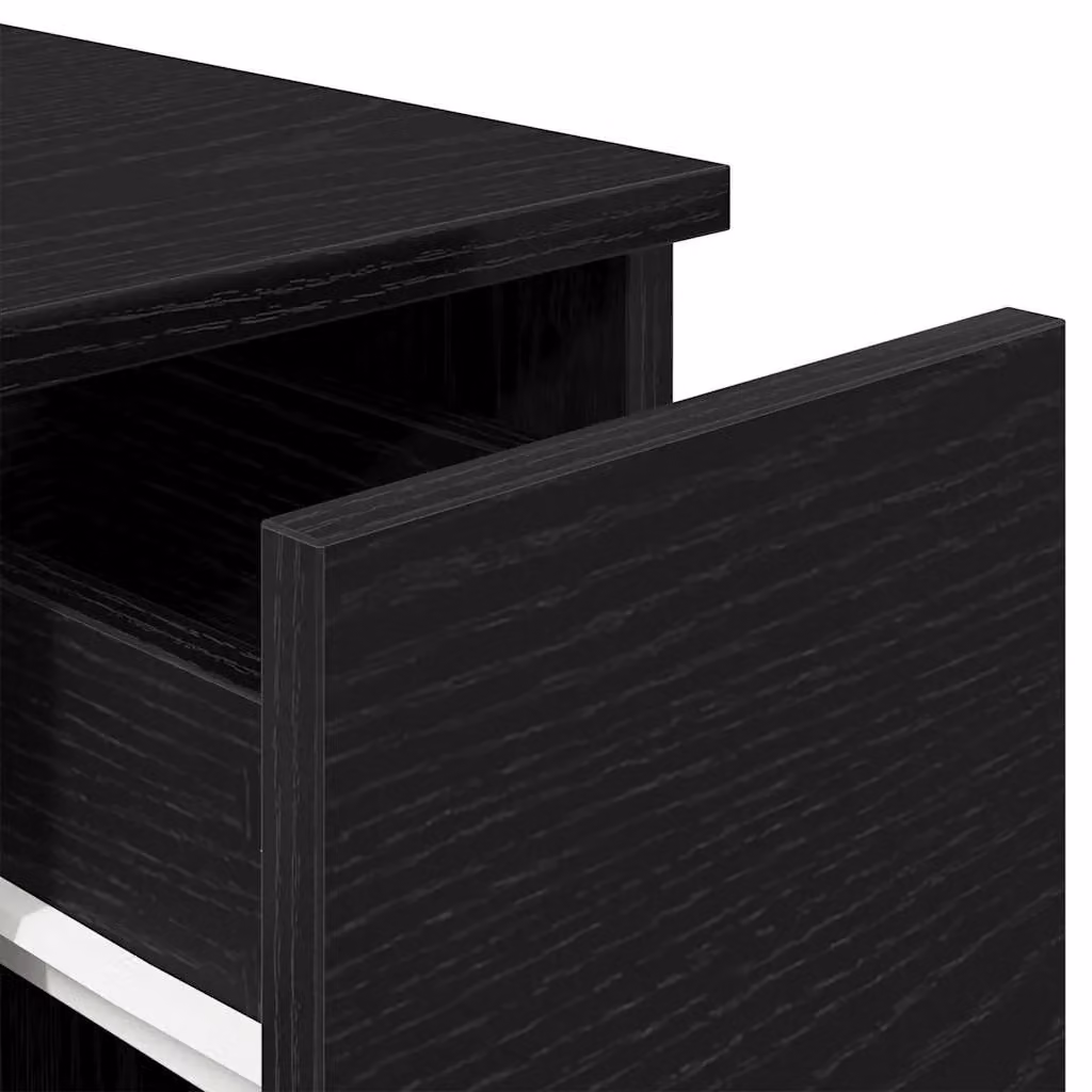 Berkfield Home Set of 2 Black Oak Bedside Cabinets with Drawer, W/D/H: 20 x 36 x 60 cm – 6