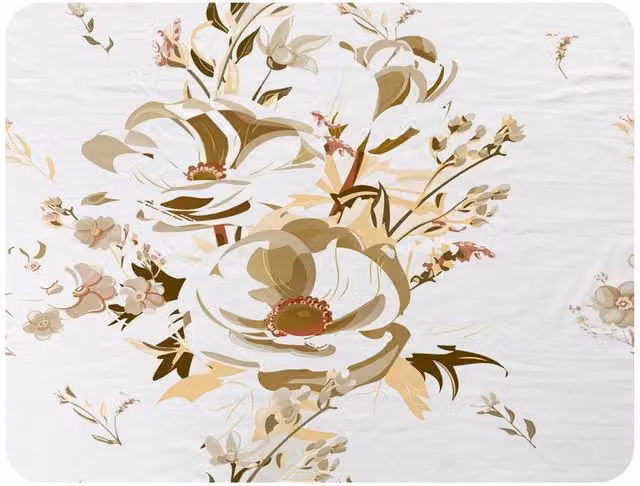 Benjamin Tate Design Golden Flower Print Fleece Blanket in Gold and Beige, W/D/H: 120 x 150 cm – 2