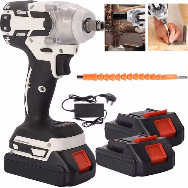 Ventryn 1/2 inch Cordless Electric Impact Wrench with 2 Rechargeable Batteries, 1000Nm Driver, White – 1