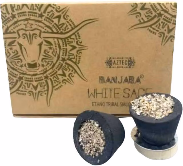 KDMD Banjara Ethnic Tribal Smudge Cups with White Sage, 6 Pack, Brown – 1