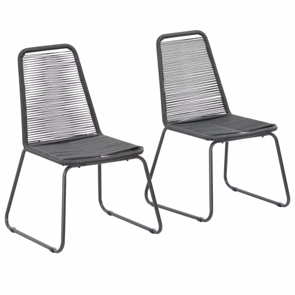 Berkfield Home Set of 2 Black Poly Rattan Outdoor Chairs with Powder Coated Steel Frame – 2