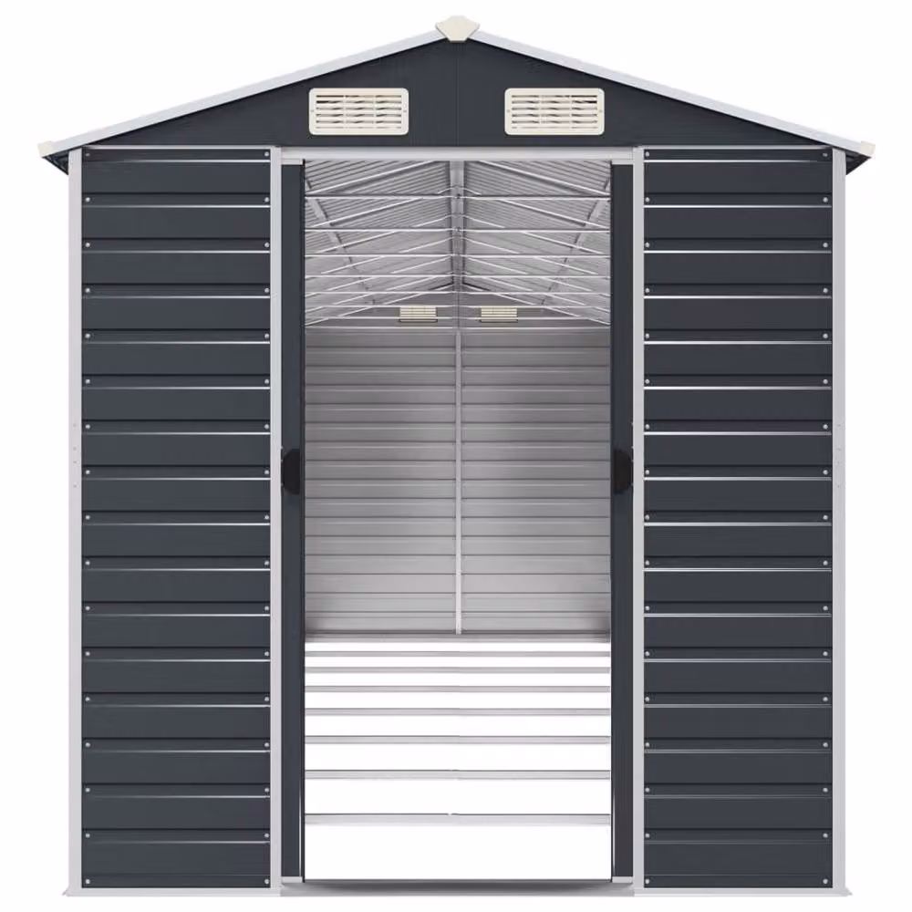 Berkfield Home Pent Garden Shed in Anthracite Galvanised Steel, W/D/H: 725 x 191 x 198 cm – 3