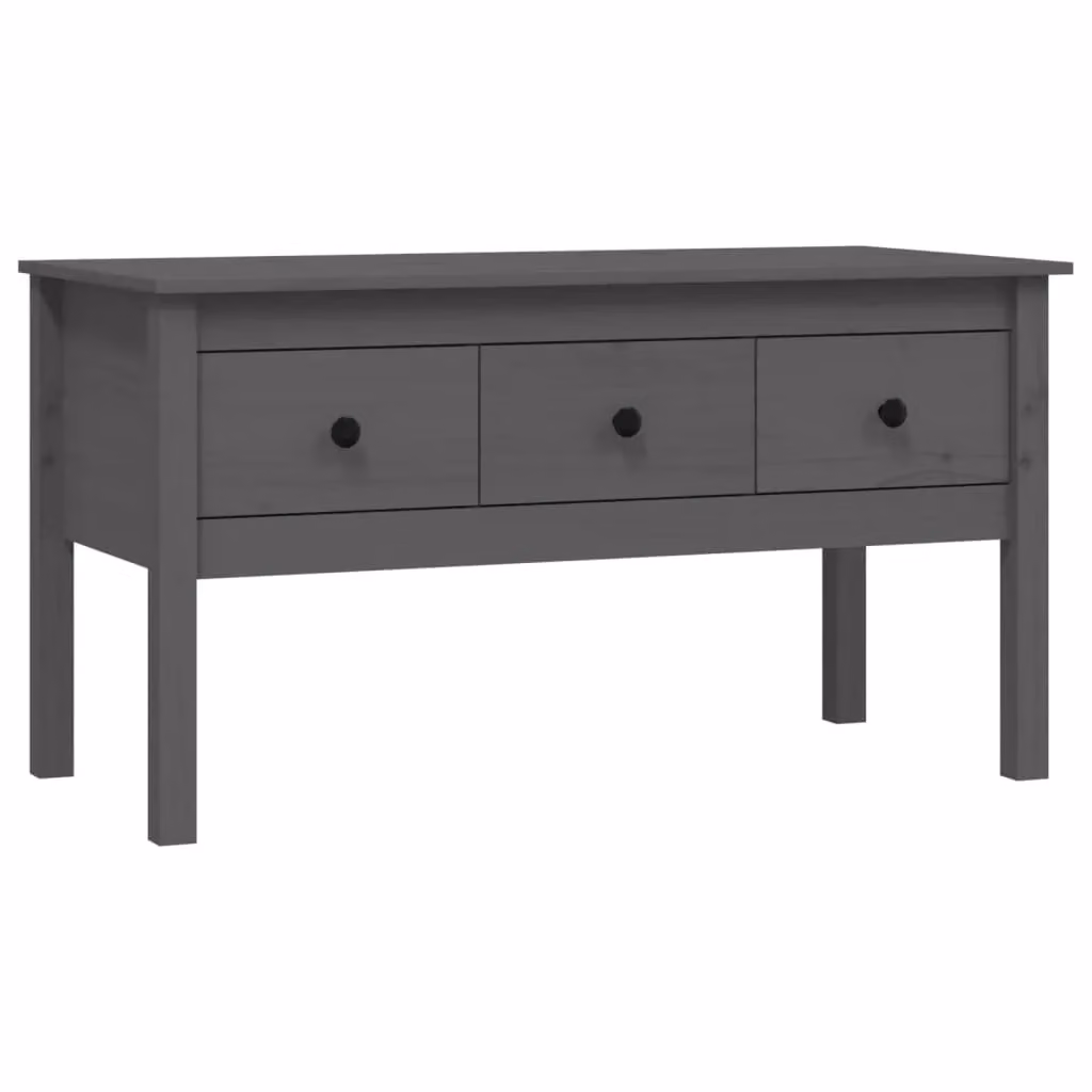 Berkfield Home Grey Rustic Solid Pine Coffee Table W/D/H: 102 x 49 x 55 cm – 2