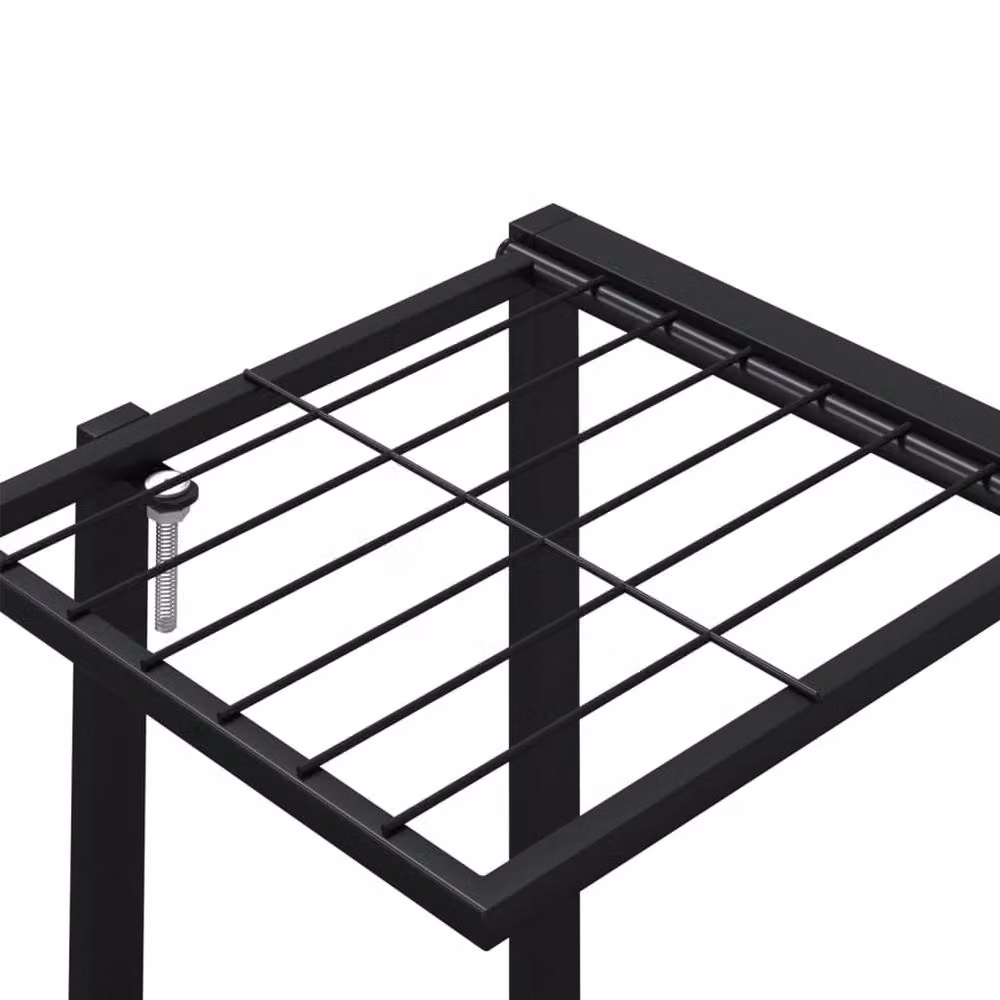 Berkfield Home Durable Metal Flower Stand with Wheels in Black, W/D/H: 94.5 x 24.5 x 91.5 cm – 4