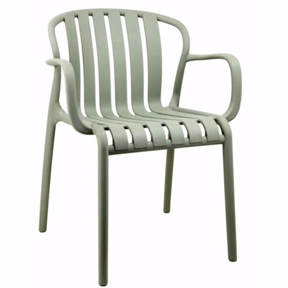 Wyld Haus Ollioules Sage Green Slatted Outdoor Dining Chair with Armrests – 2