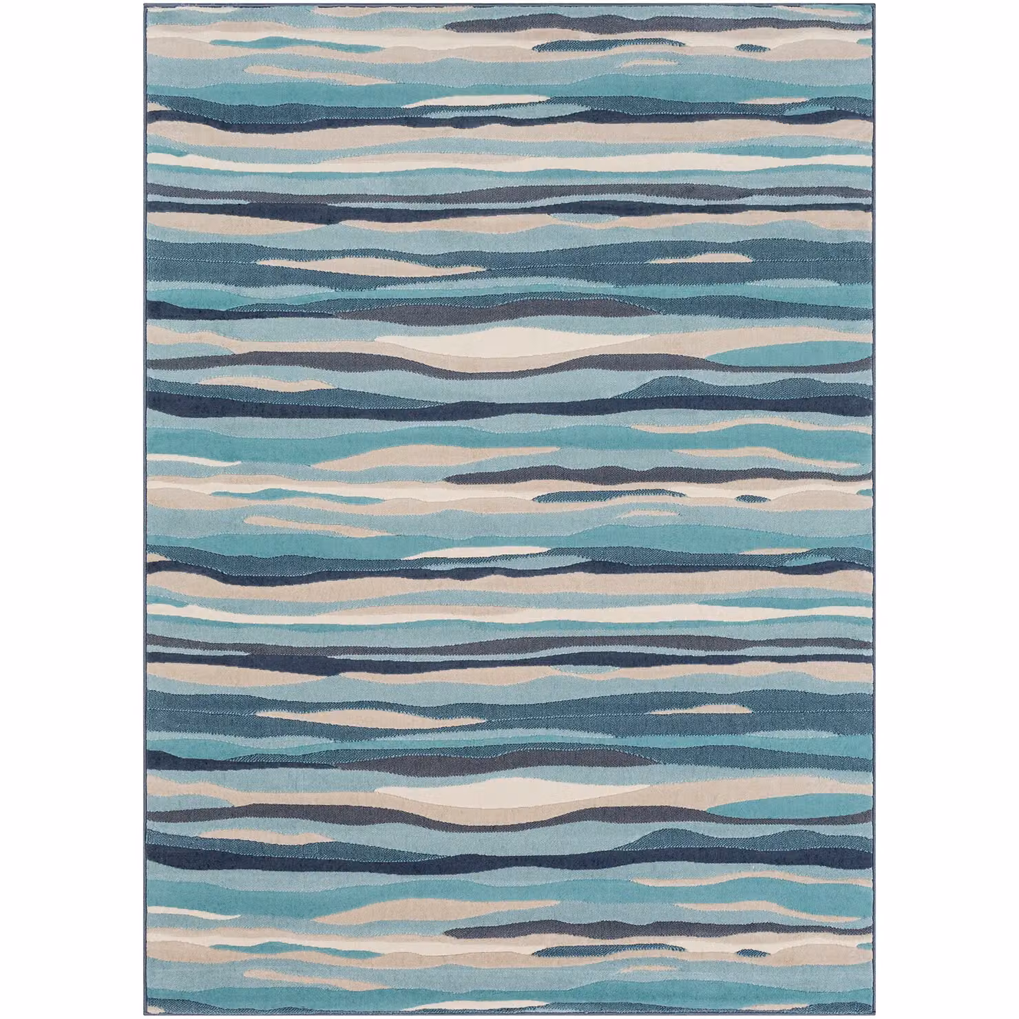 Livabliss Modern Wave Rectangular Rug in Blue, Beige and Grey, W: 160 cm, D: 220 cm – 2