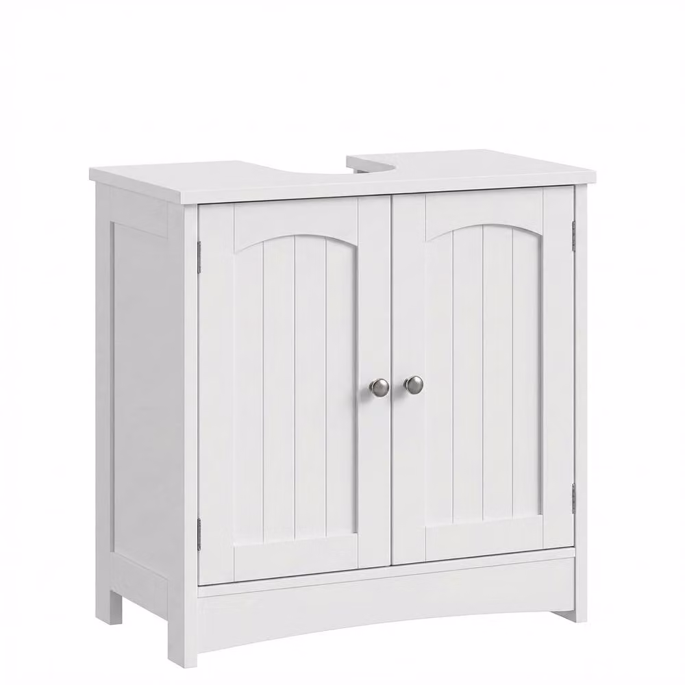 Alivio Modern White Wall-Mounted Under Sink Bathroom Cabinet with Hinged Doors and Internal Shelves – 2